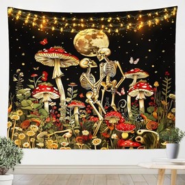 Feelyou Cute Mushroom Decor Wall Hanging Boys Girls Small 51"x59" Moon Tapestry For Kids Women Men Ultra Soft Skull Wall Blanket Mushroom Wall Art Room Decor Wild Mushroom Stuff