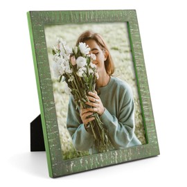 Golden State Art, 8x10 Picture Frame - Rustic Solid Wood with HD Plexiglass - 8 x 10 Picture Frame for Wall Mounting - Horizontal and Vertical Display - Distressed Green