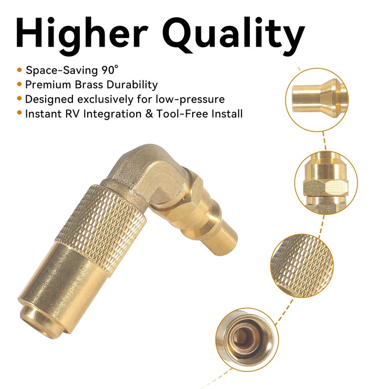 1/4 Inch RV Quick Connect Adapter Conversion Fitting Elbow -