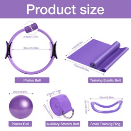 Mineup Pilates Ring Set, Pilates Essentials Kit for Women, Pilates Ring with Non-Slip Handles, Pilates Circle Ring with Pilates Ball and Fitness Bands for Home, Yoga, Strength and Flexibility