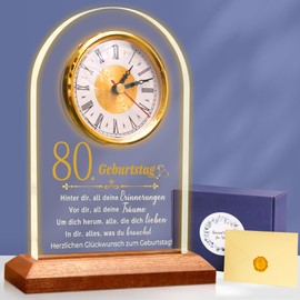 OkiyiD 80th Birthday Gifts for Women, Special Birthday Gift - Quartz Clock Table Clock, Cool Gift Ideas, Decoration for Couple, Parents, Grandparents (80th Birthday)