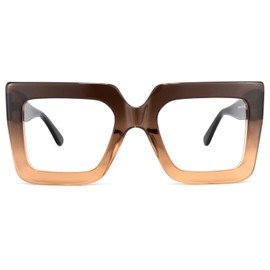 Zeelool Readers Thick Oversized Square Reading Eyeglasses for Women with Standard Anti-Reflective Coating Brandon VFP0306 (Tawny, 1.25)