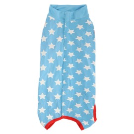 Dog Recovery Suit Blue Stars Pattern Prevents Licking Cotton Pet Surgical Bodysuit for Postoperative Recovery S