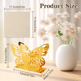 Decorative Butterfly Napkin Holders, Metal Standing Paper Napkins Dispenser for Wedding Party Table Space-Saving Organizer Kitchen Coffee Bar Shop Restaurant Dining Room & Outdoor (Gold)