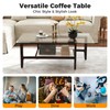 Tangkula Glass Coffee Table, 42” 2-Tier Rectangular Center Table with