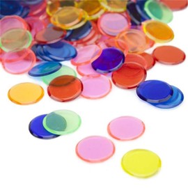 Toyvian Colorful Transparent Counters Bingo Counting Bingo Chips Plastic Markers Bingo Game Cards for Kids 120 Pieces