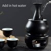 Dltsli Ceramic Sake Set + Bamboo Tray Warmer Pot, Porcelain