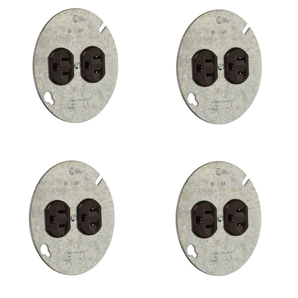 5042 15 Amp, 125 Volt, Duplex Receptacle On 4-Inch Cover, Zinc Plated Steel - 4 PACK