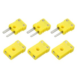 QUARKZMAN Mini K Type Thermocouple Wire Connector Male Female Plug Adapter High Temperature 220°C (428°F) for Thermocouple Sensor Probe Yellow 3 Set