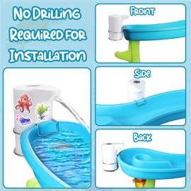 Vodolo Water Table Pump Continuous Flow,Cordless Kids Battery Powered Water Outdoor Pump,No-Hole Installation Electric Rechargeable Water Tablepump,Watertable Accessories