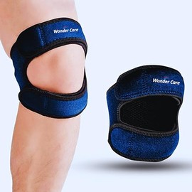 Wonder Care Adjustable Knee Brace for Knee Pain, Patella Knee Strap for Workout, Sports, Arthritis, ACL, MCL, Meniscus Tear Patellar Tendon Support Strap Men & Women Free Size (1, Blue)