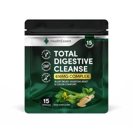 HealthEssent Total Digestive Cleanse, Fibre & Botanical Blend for Digestive Support, Gut Balance & Daily Comfort - 15 Day Programme - 15 Vegan Capsules