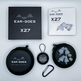 X27 Noise Reduction Earplugs for Sleeping - Reusable Noise Cancelling Earbuds, Featuring Two Sizes in One Case, Hearing Protection Silicone Earplugs for Sleeping, Shooting, Construction, and Aviation