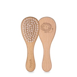 Niyok® Baby Brush • Extra Soft Baby Hair Brush Made of Beech Wood with Nylon Bristles • High Quality Baby Hair Brush for Gentle Detangling & Combing • Baby First Equipment