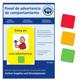 Autism Supplies and Developments ES_WARN Plastic Visual Behavior Warning Sign (Spanish), Blue, S