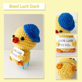 MHRYEZ Good Luck Duck, Positive Crochet Animals Inspirational Duck Good Luck Gifts for Women Men Friends, Graduation Gifts for Her/Him