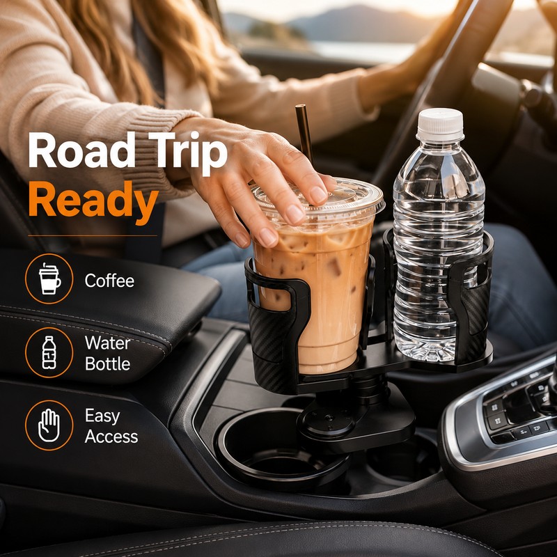 360° Rotating Dual Car Cup Holder Organizer for Center Console