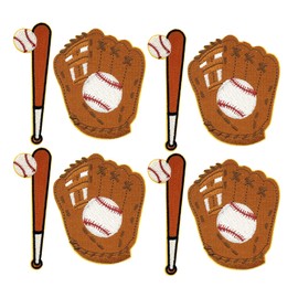 8PCS Baseball Gloves Iron on Patches, Baseball Bat Embroidered Applique, Sports Themed Sew on Decorative Emblem, Cute Embroidery Patches for Clothes Jeans Jacket Hats Bags DIY Sewing Craft Decoration