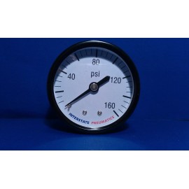Interstate Air Compressor Pressure Gauge 1/8" Brass NPT Back Mount 160 PSI 2" Black Case