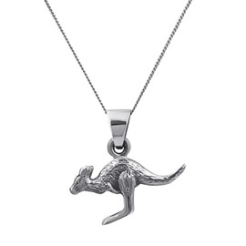 Silverly Sterling Silver Kangaroo Pendant - Curb Chain 18" - Wildlife Necklaces for Women and Teenage Girls - Australian Animal Jewellery - Detailed Design
