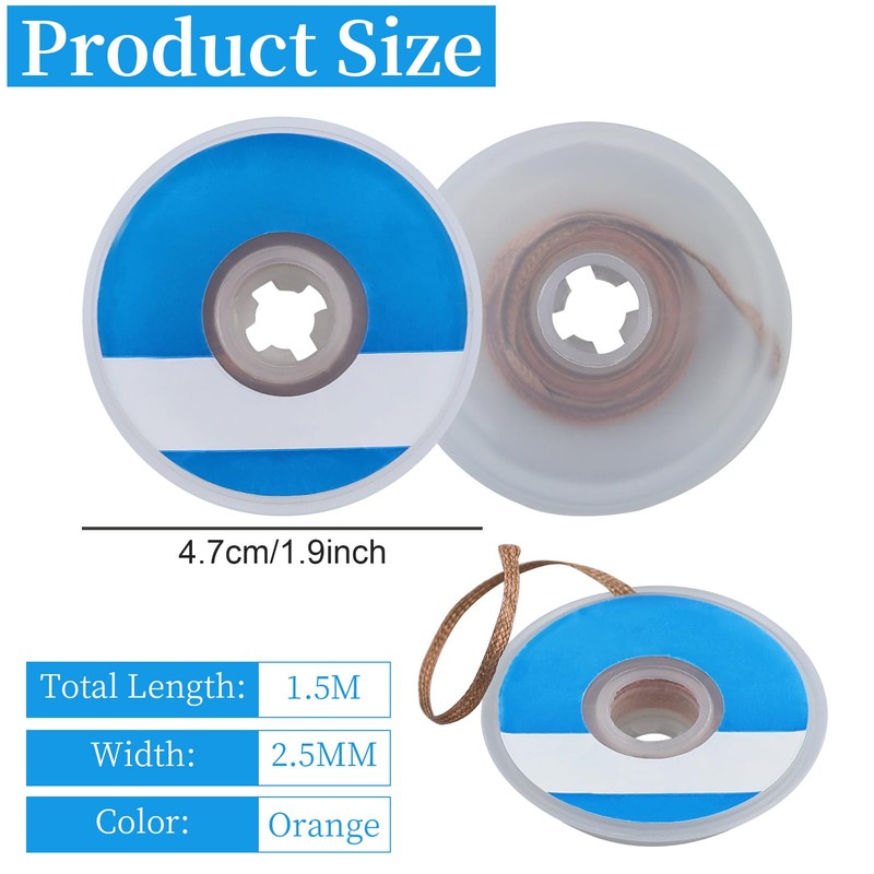 Desoldering Wire, No-Clean Desoldering Braid Desoldering Wick for Removing Solder
