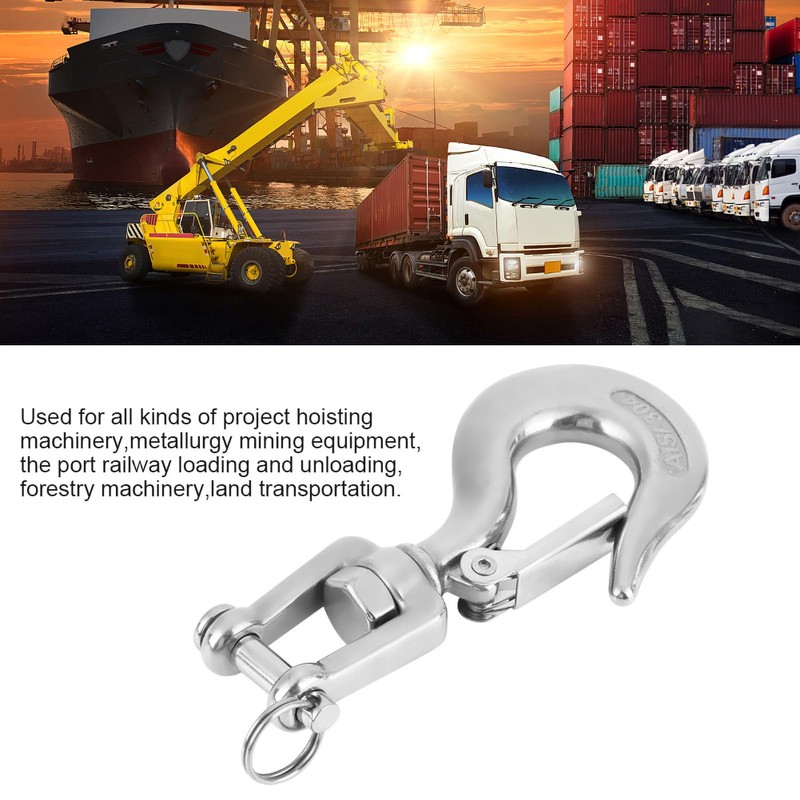 Load Hook, Slip Hook with Latch, Stainless Steel Chain Hook,