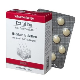 ExtraHair Hair Treatment Tablets - With Biotin, Zinc and Copper. For Beautiful Hair1, Skin2 and Nails3 - Unique with Pearl Millet Extract and L-Cysteine - Monthly Pack, 30 Tablets