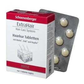 ExtraHair Hair Treatment Tablets - With Biotin, Zinc and Copper. For Beautiful Hair1, Skin2 and Nails3 - Unique with Pearl Millet Extract and L-Cysteine - Monthly Pack, 30 Tablets