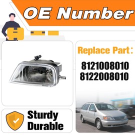 LEVANLIGHT Fog Lights Assembly Driving Fog Lights Lamps For Toyota Sienna 1998 1999 2000 2001 2002 2003 |Clear Lens With Halogen Bulbs| 8122008010 8121008010