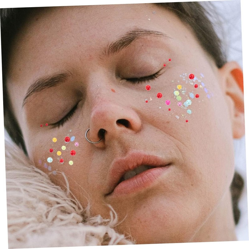 DOITOOL 6hojas Pegatinas De Perlas Rostro De Gemas De Perlas