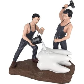 Funny Resin Dentist Statues Fixing Giant Tooth - Dental Office Desk Decor, for Dentists, Graduates & Teachers, Cute Clinic Decoration (White)