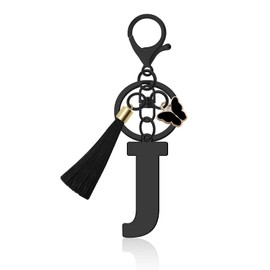 Vadaka Alphabet Initial Letter Keyring Keychain For Women Alphabet Keychain with Butterfly Tassel Pendant Bag Charm Birthday Gift for Female Girls Girlfriend Daughter Key Ring for Wallet Purses