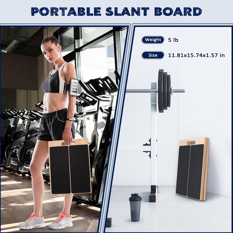 Portable Wooden Slant Board for Calf Stretching Squats Calf Stretcher