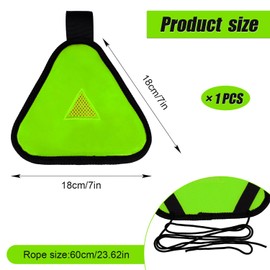 Reflective Triangle Sign, Bright Reflective Yield Symbol with Magic Adhesive Strap & Cord High Visibility Warning Safety Triangle Accessories for Bike Backpack Different Scenes (Green)