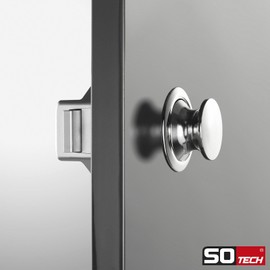 SOTECH Push-Lock Midi Push Button Diameter 23 mm Stainless Steel Look Including Rosette for 19 mm Door Thickness Handle Suitable for Mini Lock