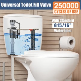 Teviora Universal Toilet Flusher Replacement Kit, Water-Saving & Height Adjustable Fill Valve, 2-Inch Flapper, Toilet Handle Lever, Quiet & Anti-Siphon Toilet Repair Kit Inside Tank (Black, 1-Pack)