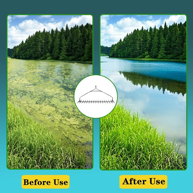 Sancat 32" Throwable Aquatic Weed Rake, Pond Weed rake,Steel Rod