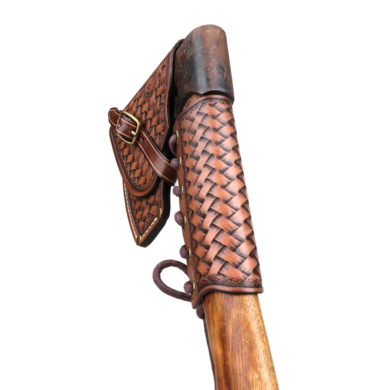 Tourbon Outdoors Leather Axe Head Cover Handle Guard Collar Protector