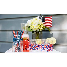Patriotic Red White and Blue Confetti Plastic Tumbler (set of 6)