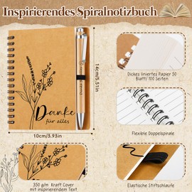 Sinmoe Farewell Gift Colleagues Thank You for All Employees Thank You Gifts Motivational Inspirational Notebook Wooden Ballpoint Pen Mini Spiral Notepad School Companion Thank You for Everything