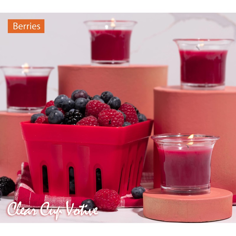 HYOOLA Clear Cup Scented Votive Candles - Berries - 12
