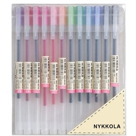 Colorful Gel Pen [12 in a Pack] - 0.5 mm Fine Tip Pen with Non Toxic, Odor Free, Neutral Gel Ink. Office Stationery