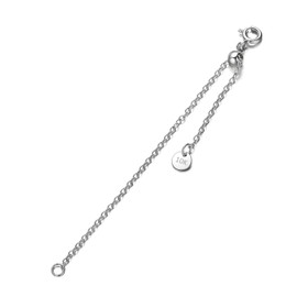 LONAGO 1pc 10K White Gold 1.5mm Necklace Extender Chain 4inch Bracelet Anklet Single Bead Extension Adjustable Length
