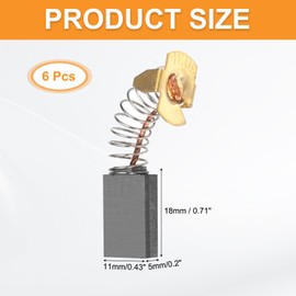 PATIKIL Carbon Brushes 0.71x0.43x0.2 Inch for Electric Motors Power Tool Angle Grinder Table Saw Spare Part Repair, 6 Pack