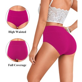 ASIMOON Womens Tummy Control Underwear,High Waisted Cotton Underwear for Women Full Back Soft Panties Comfortable Briefs XL