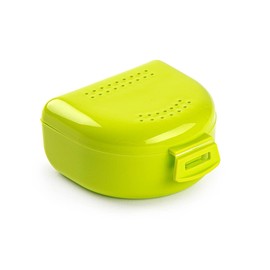 GOOD STUFF Box for Tooth, Bite and Dentures – Breathable Case with Vent Holes – Portable, Durable and Easy to Clean – 80 x 80 x 35 mm – Plastic Dental Bite Holder – Lime Green