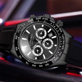 Luminous Calendar Chronograph Men's Watches, Fashionable Men's Watches (Black Band+Black dial+Black)