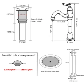 GGStudy 360° Swivel Single Handle One Hole Bathroom Vessel Sink Faucet Matching Pop Up Drain Without Overflow Brushed Nickel