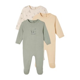 Vertbaudet VERTBAUDETOrganic Collection: Pack of 3 Baby Romper Basic, Green