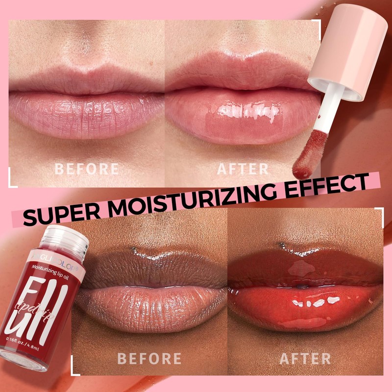 Anglicolor 2PC Lip Glow Oil Hydrating 6 Colors, Moisturizing &